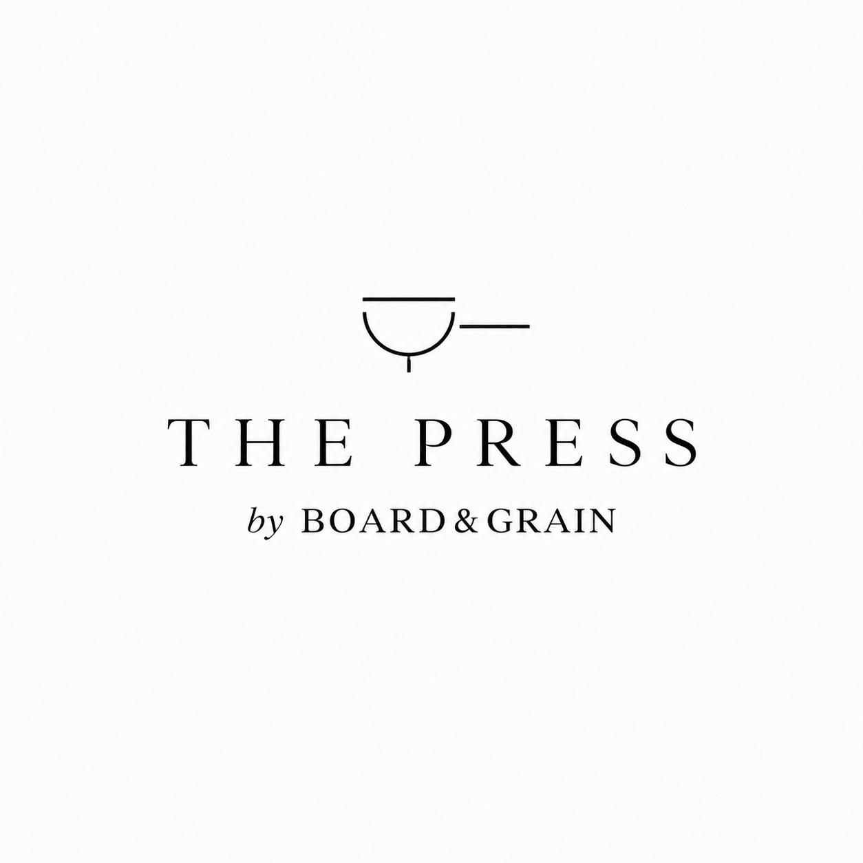 The Press by Board & Grain logo with espresso portafilter symbol