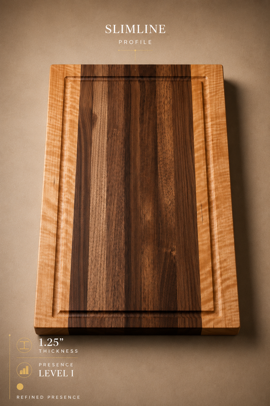 The Harvest (Slimline Profile) - Walnut and Cherry Edge Grain Cutting Board