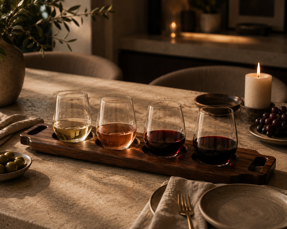 The Summit Reserve presented with wine glasses