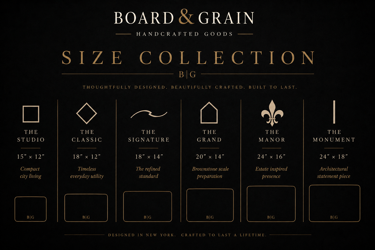 Board & Grain cutting board sizing guide