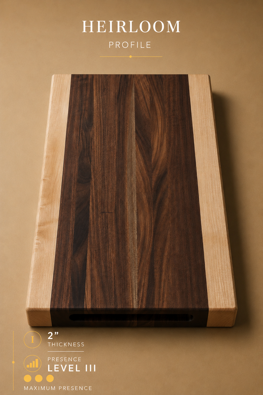 The Hudson (Heirloom Profile) - Walnut and Maple Edge Grain Cutting Board