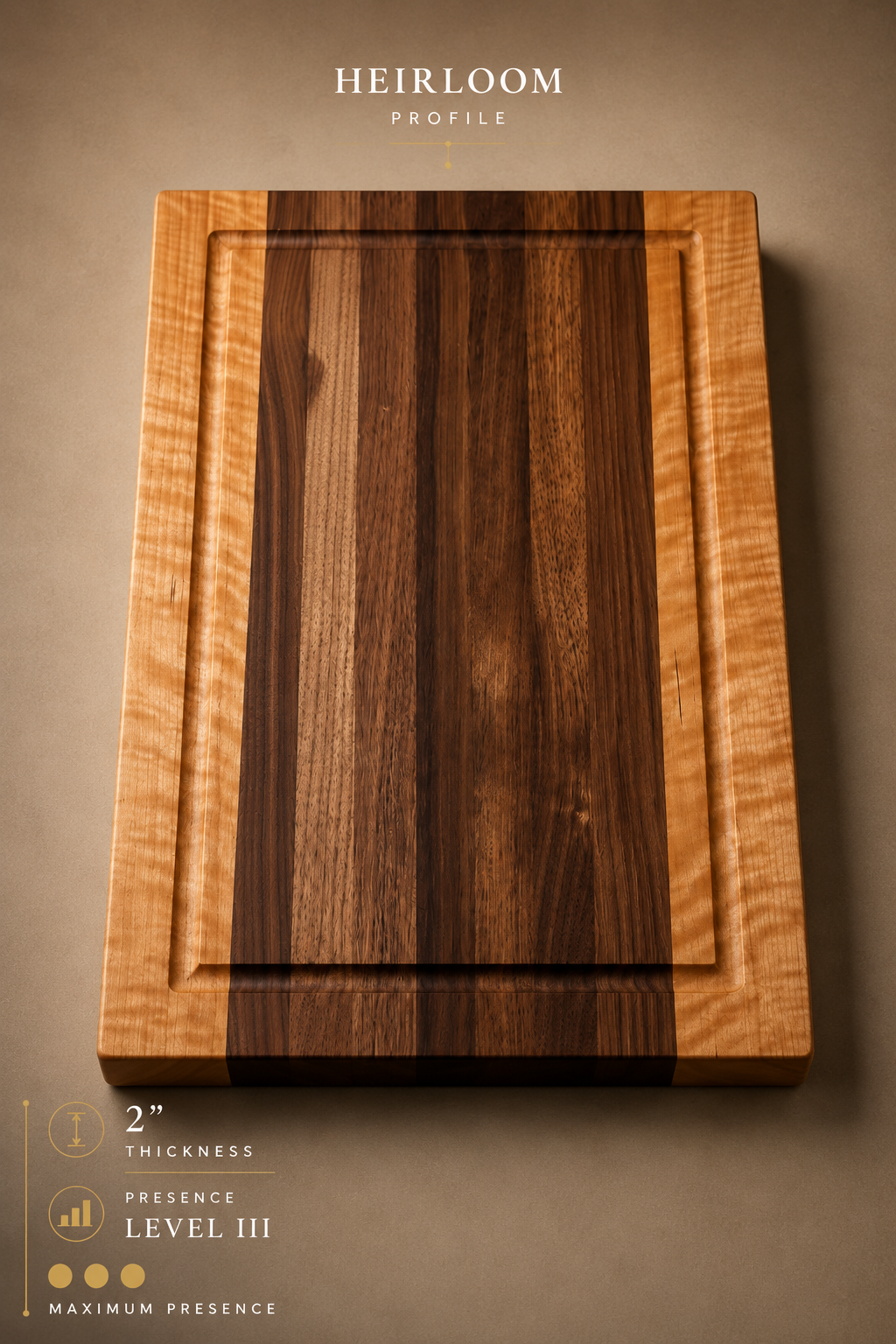 The Harvest (Heirloom Profile) - Walnut and Cherry Edge Grain Cutting Board