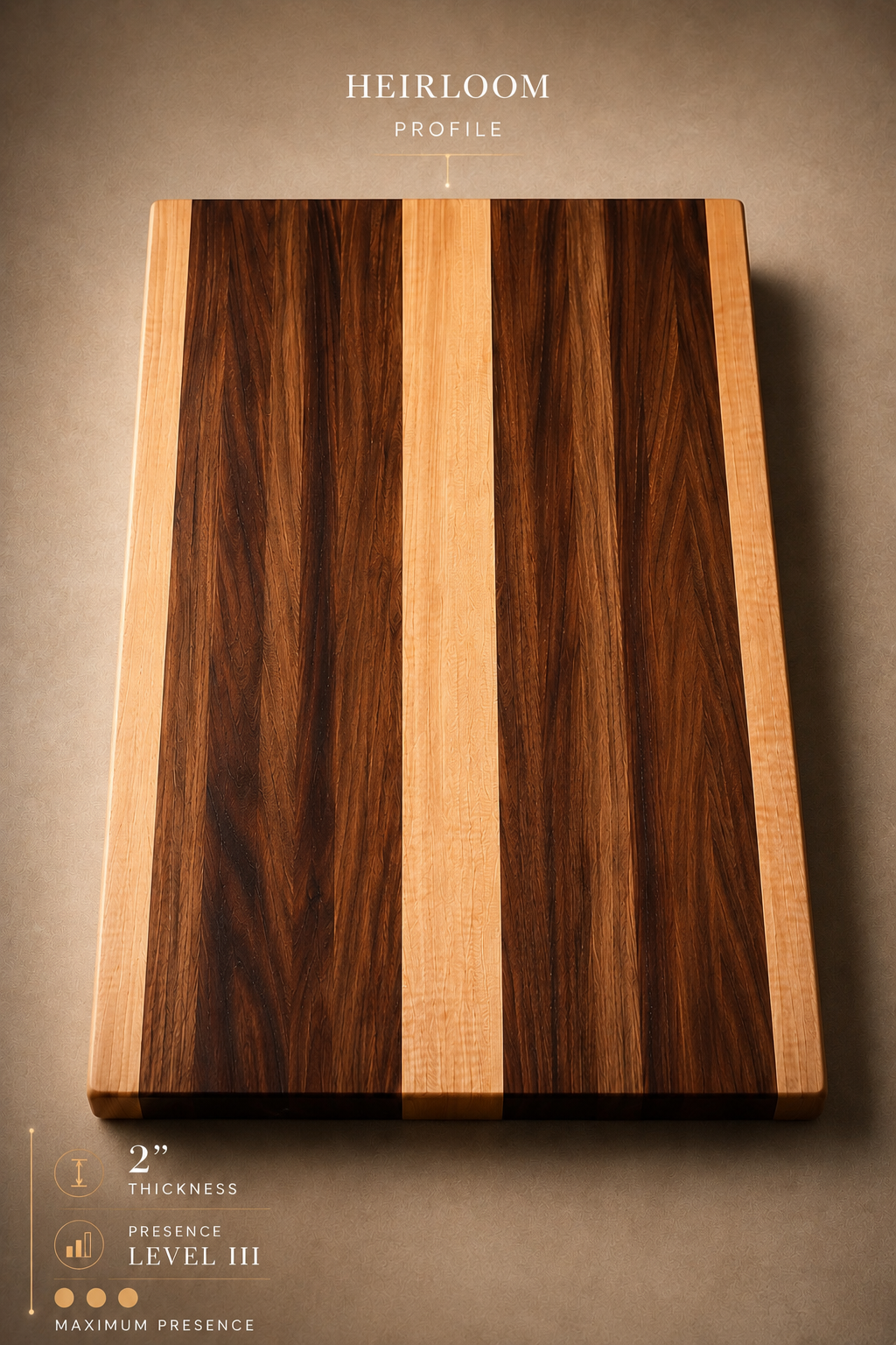 The Ridge (Heirloom Profile) - Walnut and Maple Edge Grain Cutting Board