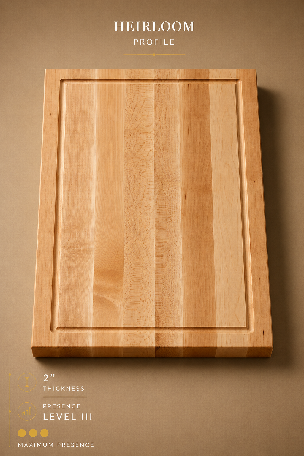 The Wynn (Heirloom Profile) - Solid Maple Edge Grain Cutting Board