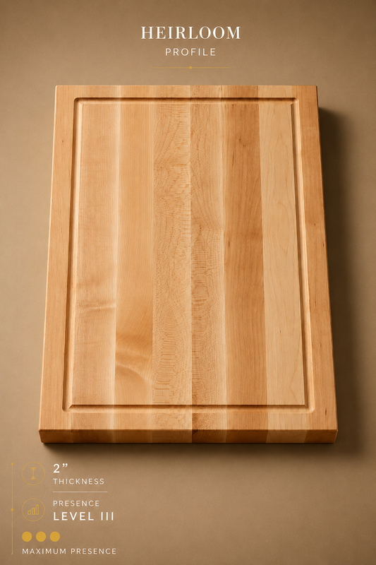 The Wynn (Heirloom Profile) - Solid Maple Edge Grain Cutting Board