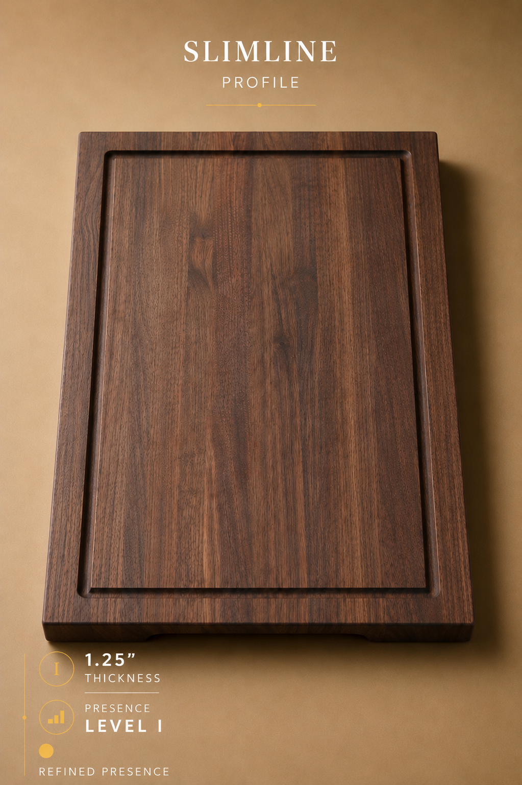 The Prestige (Slimline Profile) - Walnut Edge Grain Cutting Board
