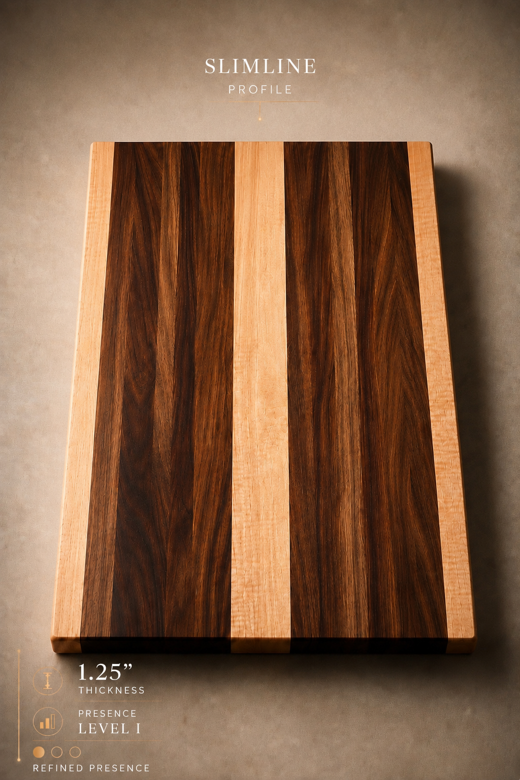 The Ridge (Slimline Profile) - Walnut and Maple Edge Grain Cutting Board