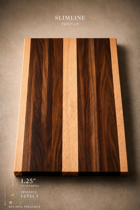 The Ridge (Slimline Profile) - Walnut and Maple Edge Grain Cutting Board