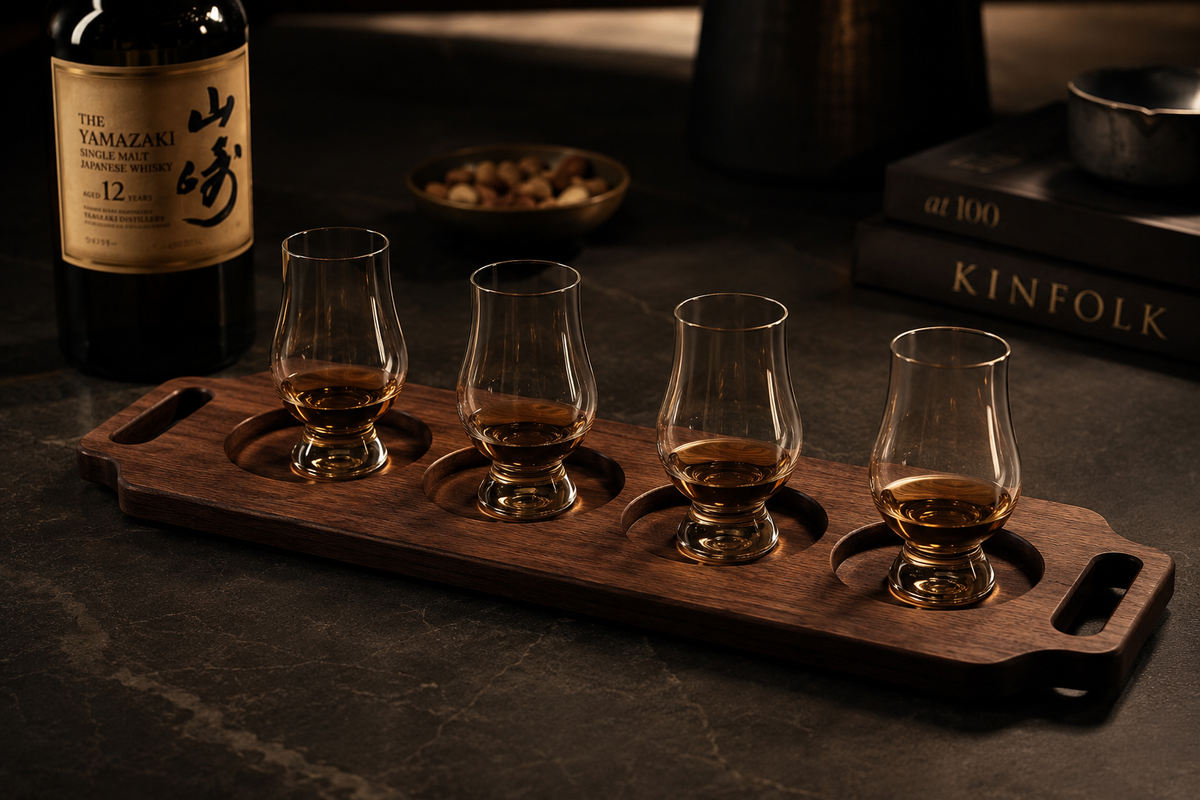 The Reserve presented with four whiskey tasting glasses