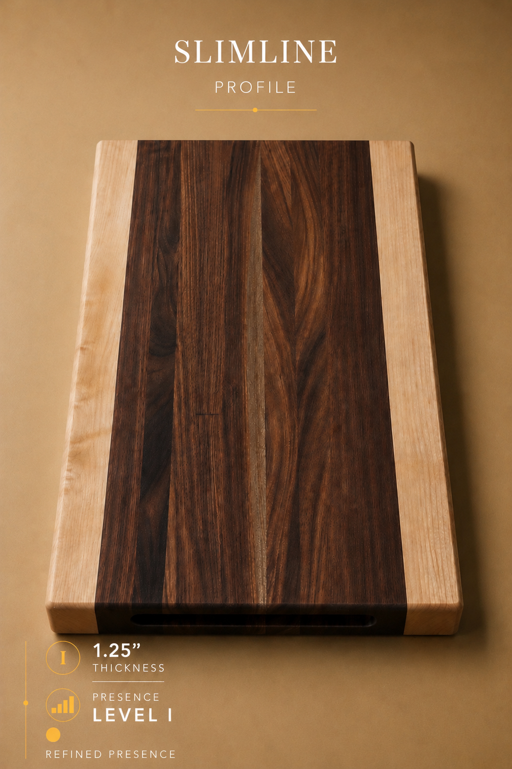 The Hudson (Slimline Profile) - Walnut and Maple Edge Grain Cutting Board