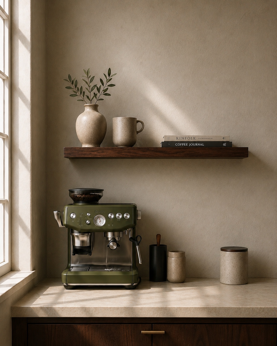 The Niche 24 inch solid walnut architectural floating shelf by Board and Grain