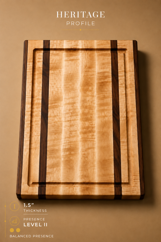 The Double Barrel (Heritage Profile) - Walnut and Maple Edge Grain Cutting Board