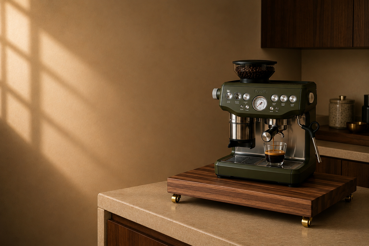 Walnut espresso platform in the Board &amp; Grain Coffee Collection