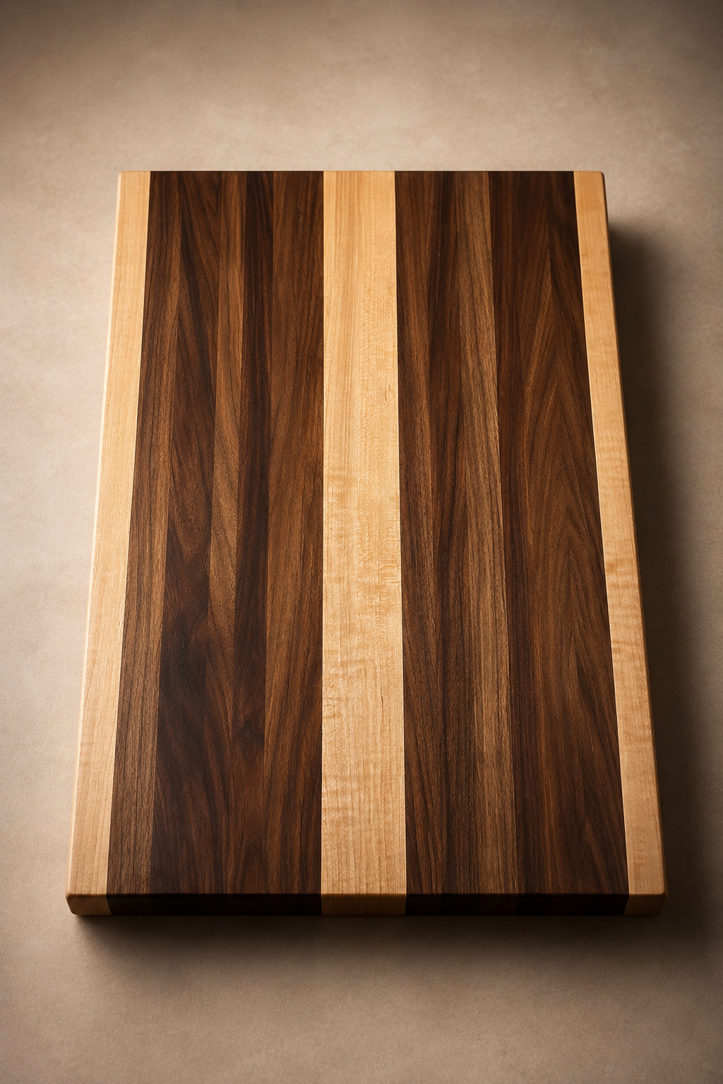 The Ridge walnut and maple edge grain cutting board full surface view