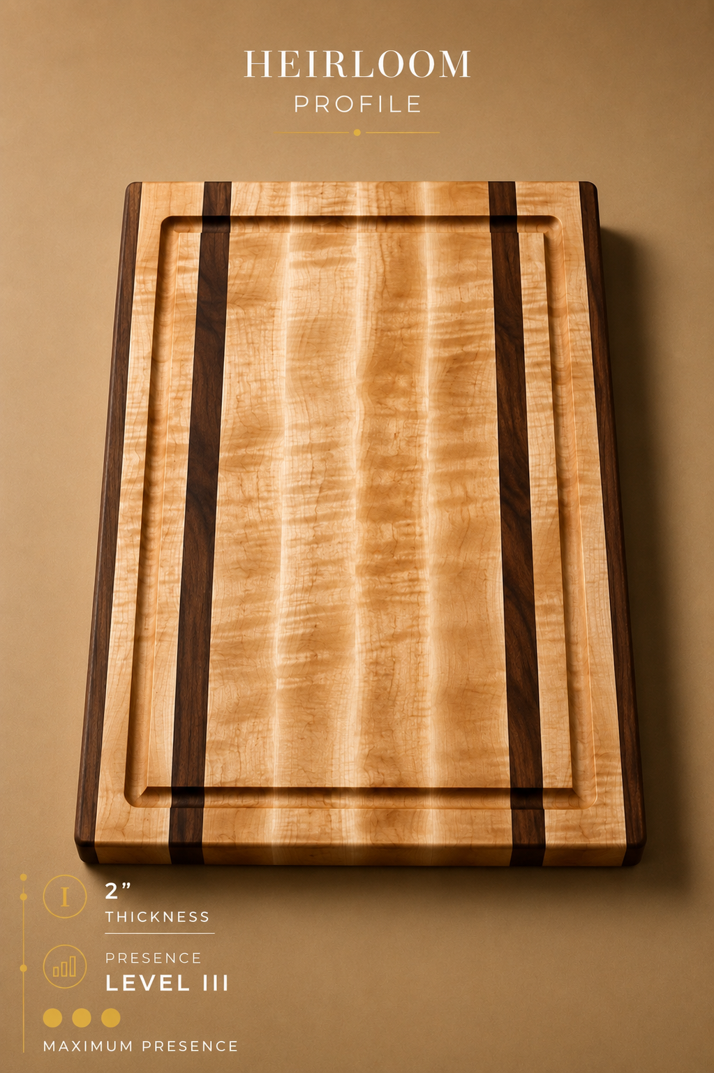 The Double Barrel (Heirloom Profile) - Walnut and Maple Cutting Board
