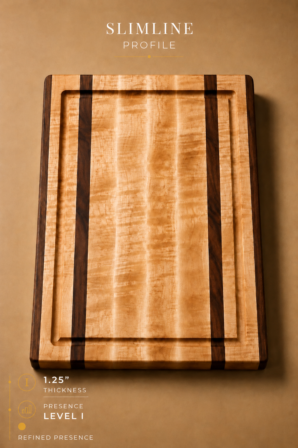 The Double Barrel (Slimline Profile) - Walnut and Maple Edge Grain Cutting Board