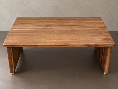 Front view of The Archive Original with open storage beneath the walnut top